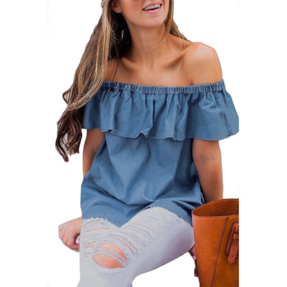 Off the shoulder chambray top